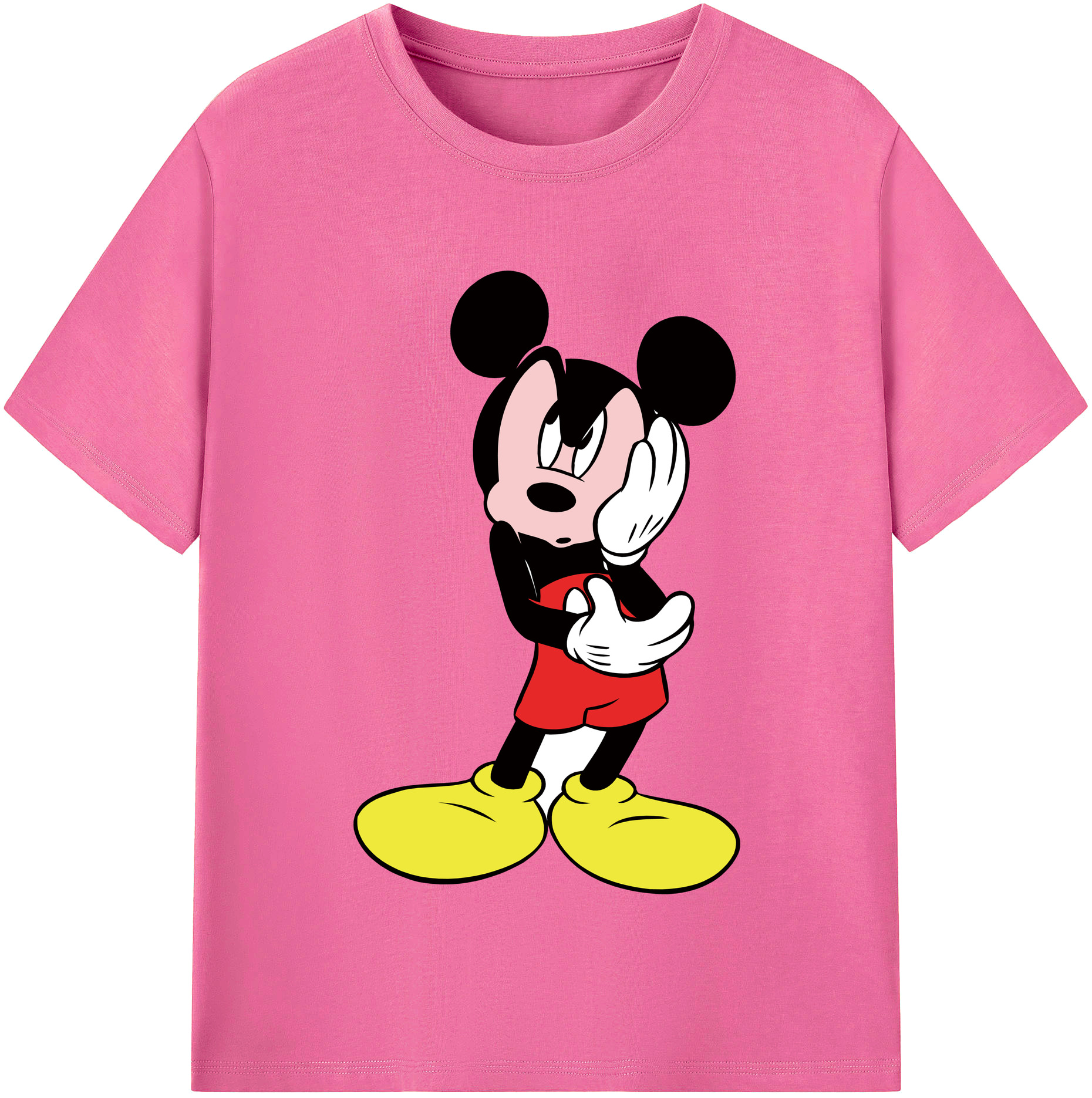 （画像用） ミッキーマウス Mickey Mouse レディースカジュアルプリントTシャツ（綿100％）